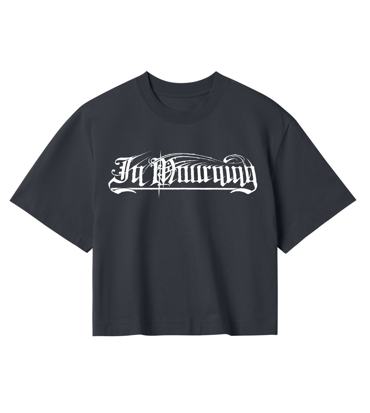 In Mourning White Logo Womens Crop Top