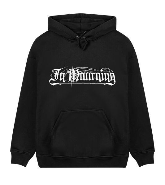 In Mourning White Logo Men's Boxy Hoodie