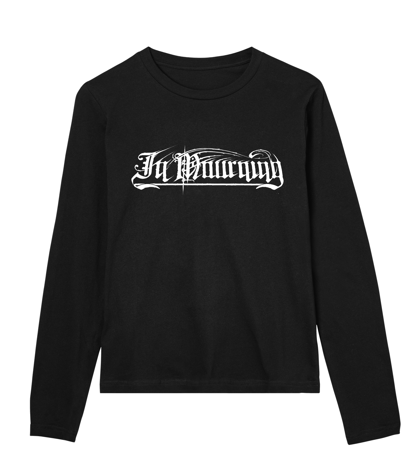 In Mourning White Logo Womens Long Sleeve Tee