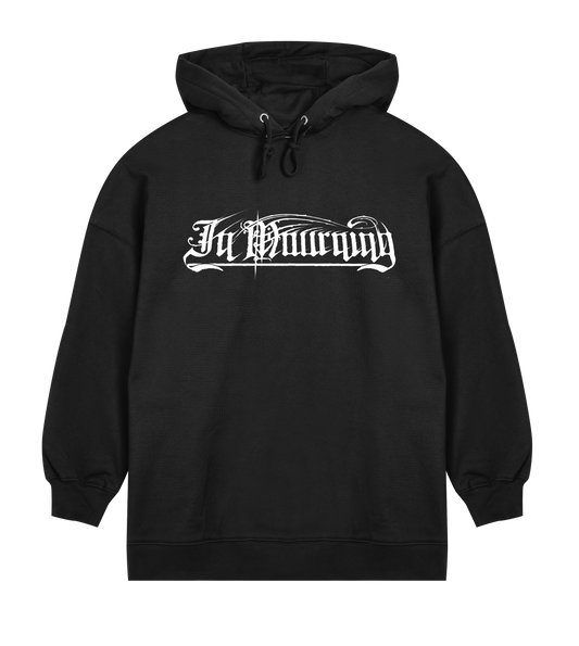 In Mourning White Logo Womens Oversized Hoodie