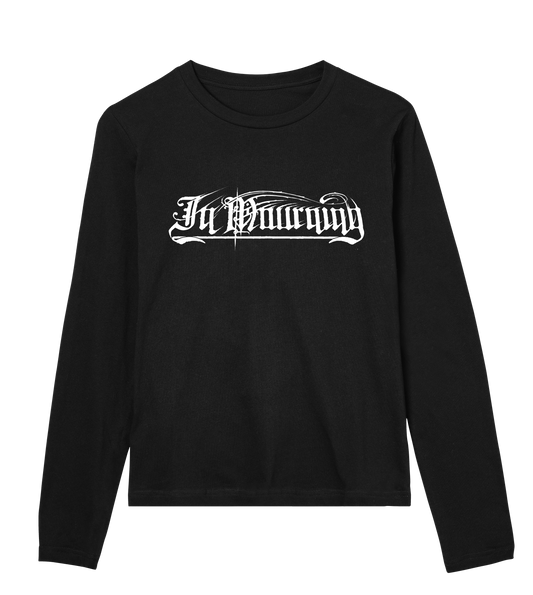 In Mourning White Logo Womens Long Sleeve Tee